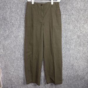 Aritzia The Group Babaton Pants Womens Size 10 Green Wide Leg Linen Blend